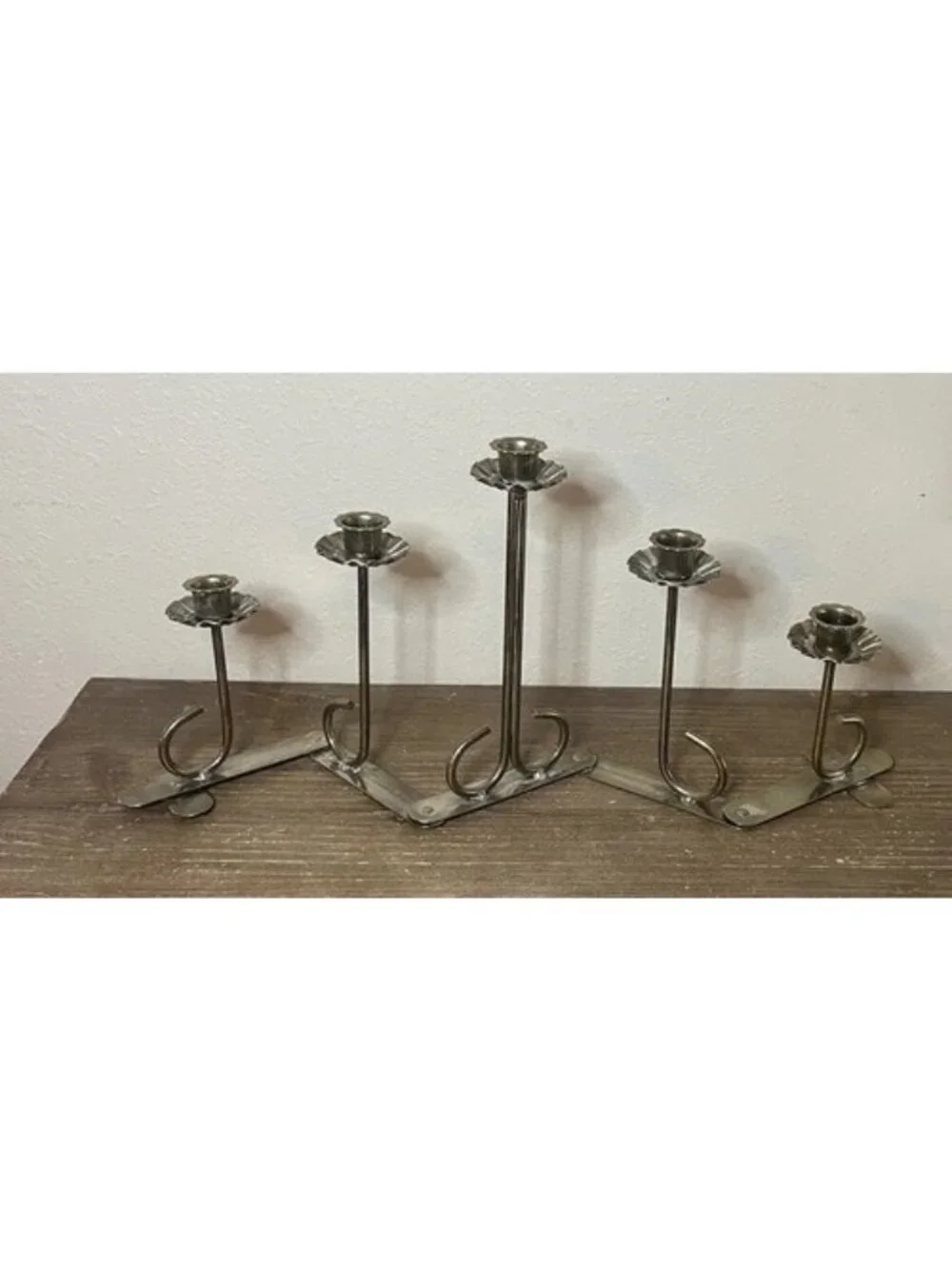 Vintage Brass Accordion Candelabra Folding 5 Stick Candlestick Holder MCM